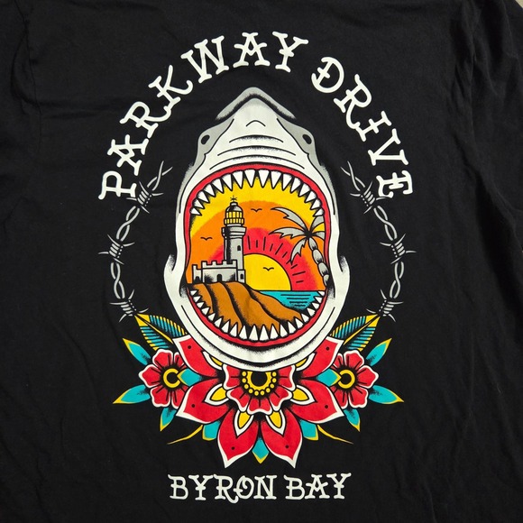 Parkway Drive Byron Bay Shark Graphic T Shirt Men's Black 2XL Concert - Picture 1 of 6